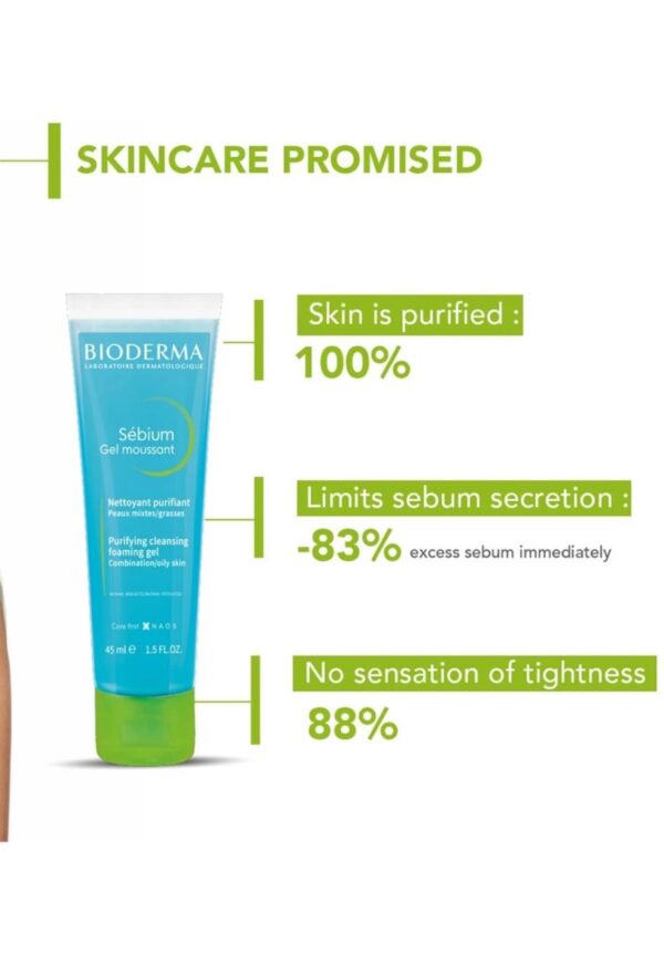 BIODERMA Sebium Moussant Cleansing Gel Face Wash  (45 ml) - Image 4
