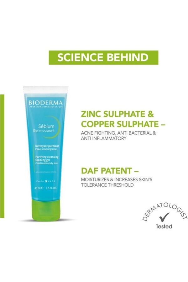 BIODERMA Sebium Moussant Cleansing Gel Face Wash  (45 ml) - Image 2