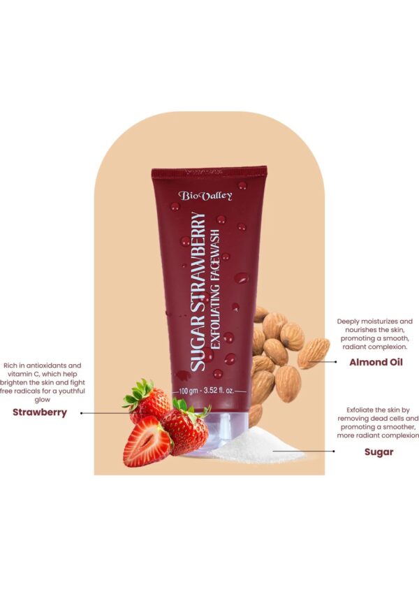 Biovalley Sugar Strawberry Exfoliating Face Wash  (100 ml) - Image 2