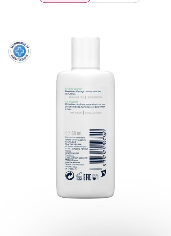 CeraVe Foaming Cleanser Face Wash For Oily Skin (88ml) - Image 2