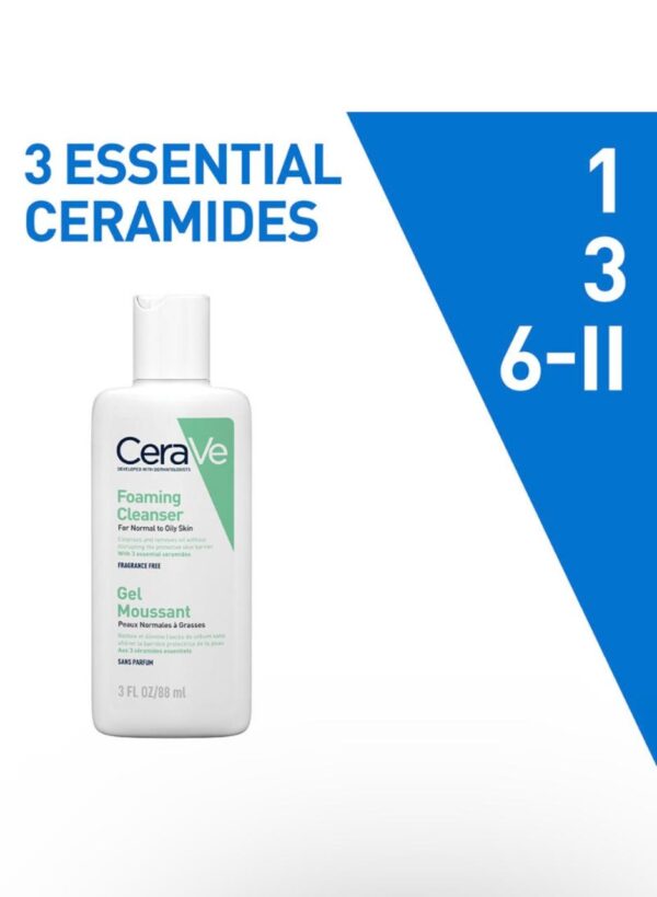 CeraVe Foaming Cleanser Face Wash For Oily Skin (88ml) - Image 4