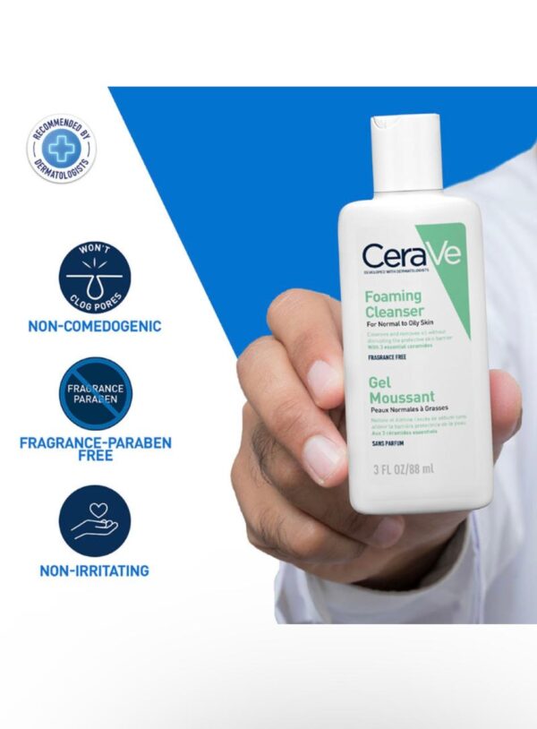 CeraVe Foaming Cleanser Face Wash For Oily Skin (88ml) - Image 5