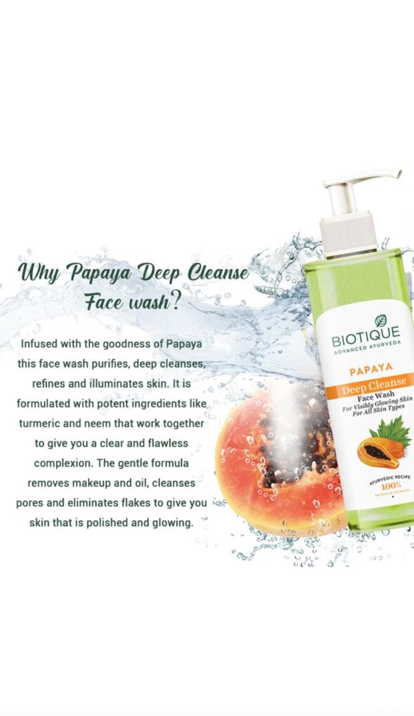 BIOTIQUE Papaya Deep Cleanse Face Wash  (200 ml) - Image 2
