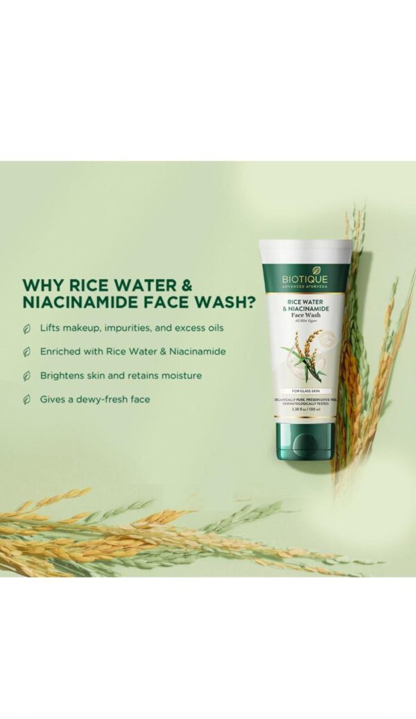 BIOTIQUE Rice Water & Niacinamide Gel Face Wash  (100 ml) - Image 2