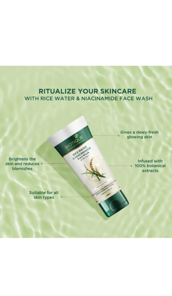 BIOTIQUE Rice Water & Niacinamide Gel Face Wash  (100 ml) - Image 4