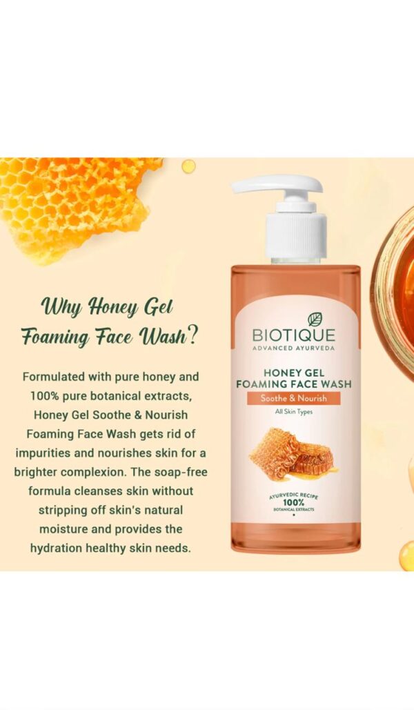 BIOTIQUE Honey Gel Foaming Face Wash  (300 ml) - Image 2