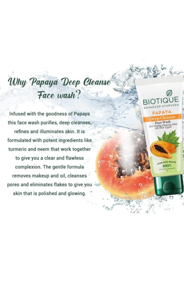 BIOTIQUE Papaya Deep Cleanse Face Wash  (100 ml) - Image 4