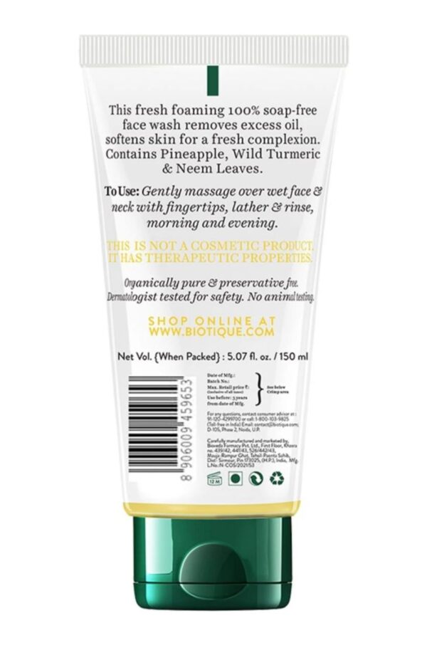 BIOTIQUE Pineapple Oil Control Foaming Face Wash  (150 ml) - Image 2