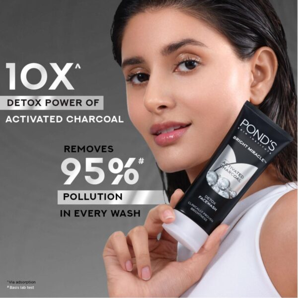 Ponds Bright Miracle Detox Face Wash With Activated Charcoal (100g) - Image 3