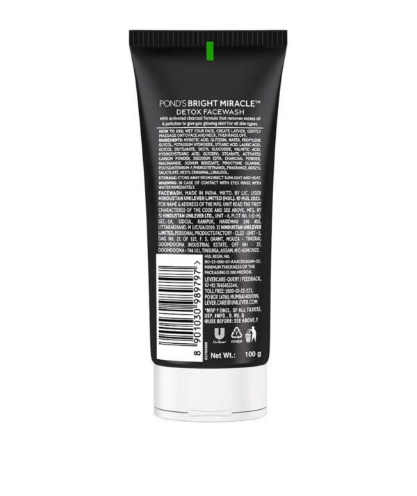 Ponds Bright Miracle Detox Face Wash With Activated Charcoal (100g) - Image 5