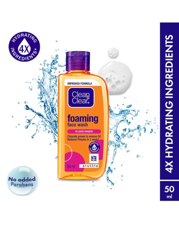 Clean & Clear Foaming Face Wash -for Oily Skin & Reduces Acne In 7 Days (50ml)