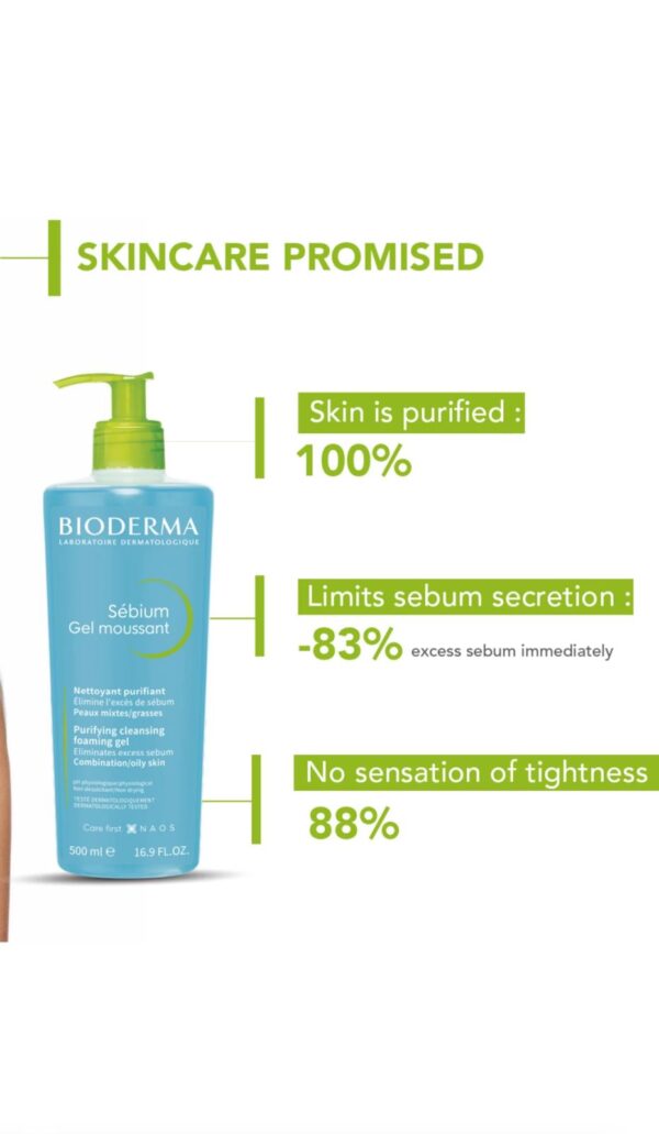 Bioderma Cleanser - Sebium Gel Moussant (500ml) - Image 5