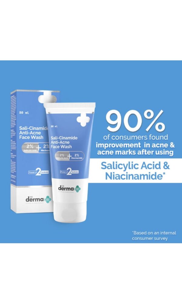 The Derma Co Sali-Cinamide Face Wash with 2% Salicylic Acid & 2% Niacinamide (80ml) - Image 3
