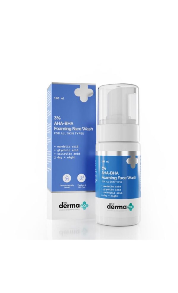 The Derma Co 3% AHA-BHA Foaming Face Wash for Acne Control (100ml) -for all skin types - Image 3
