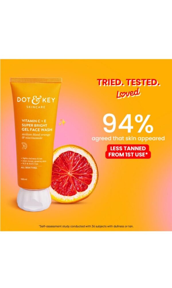 Dot & Key Vitamin C + E Super Bright Gel Face Wash (100ml) -all skin types - Image 4
