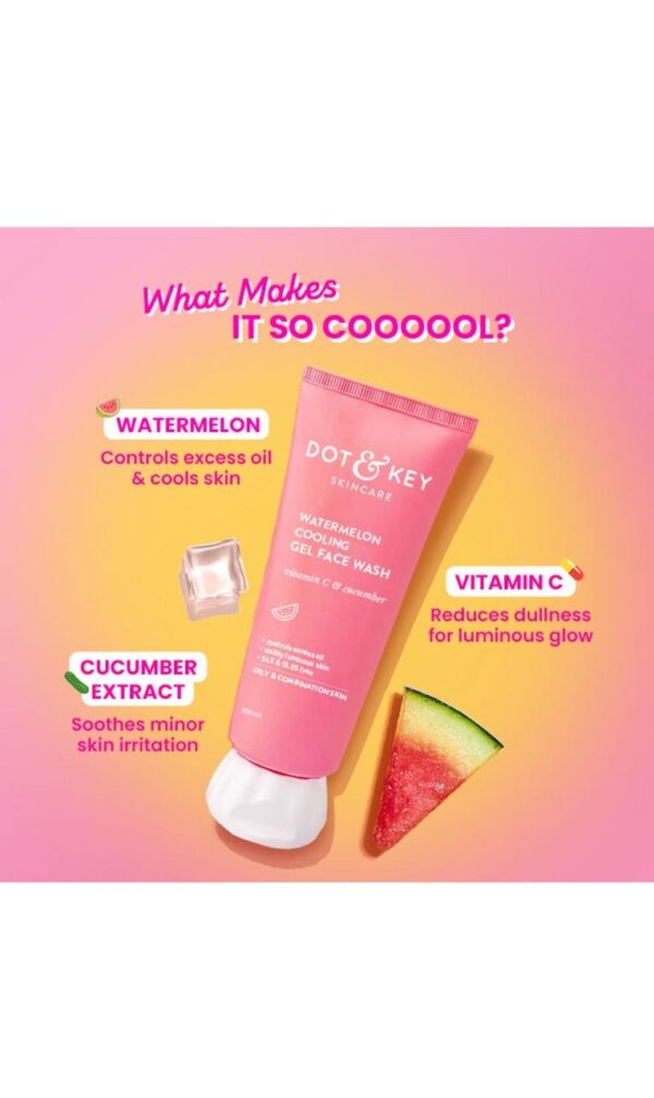Dot & Key Watermelon & Vitamin C SuperGlow Gel Face Wash For Glowing Skin (100ml) - Image 2