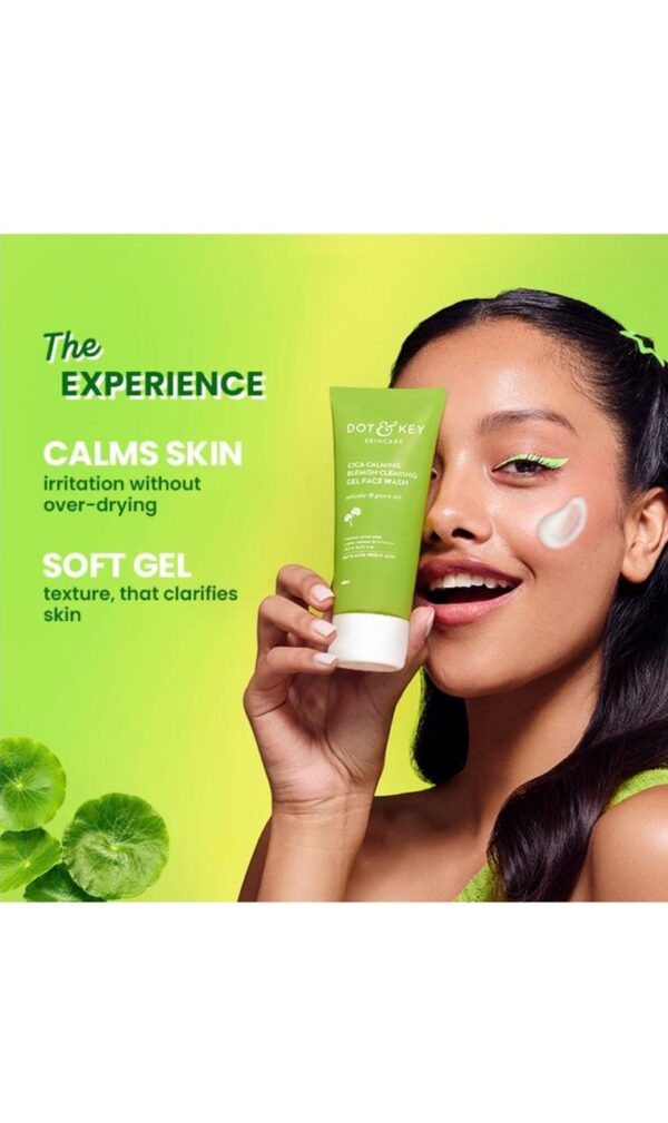 Dot & Key Cica Salicylic & Green Tea Facewash For Acne Prone & Oily Skin (100ml) - Image 2