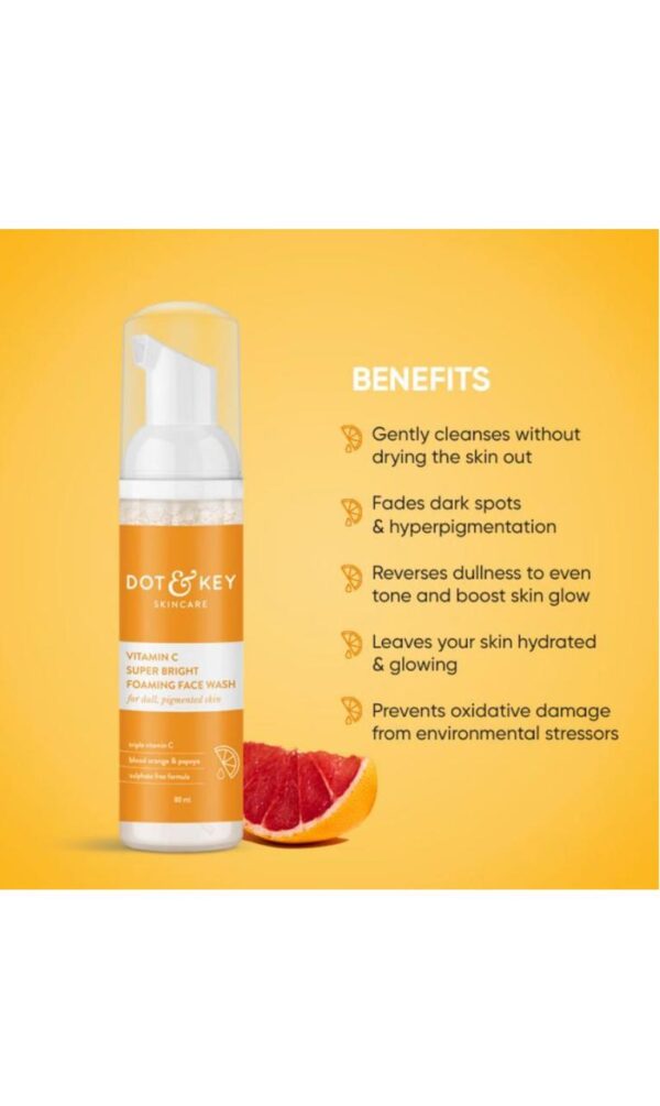 Dot & Key Vitamin C Super Bright Foaming Face Wash For Glowing Skin, Oily & Dry Skin (80ml) - Image 2