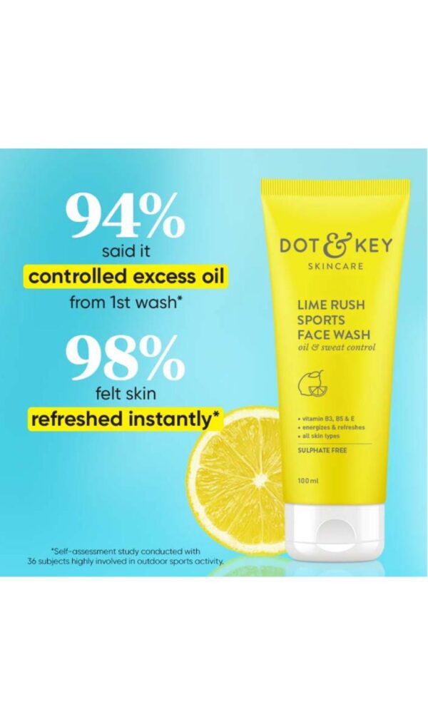 Dot & Key Lime Rush Sports Face Wash (100ml) -oil&sweat control - Image 3